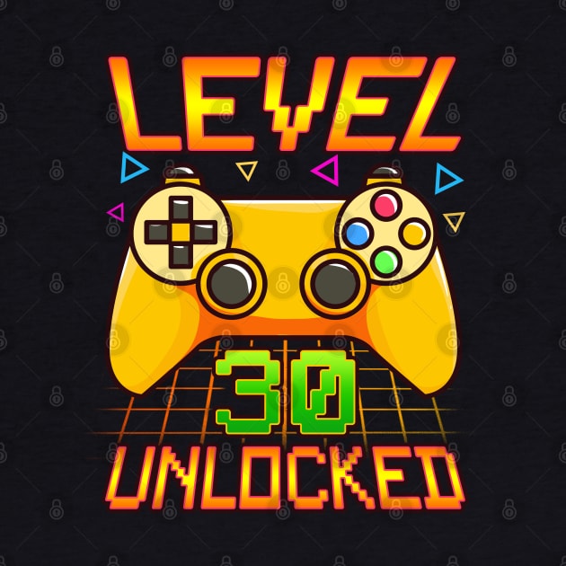 Vintage Level 30 Unlocked Funny 30th Birthday Gifts Gamer by Proficient Tees